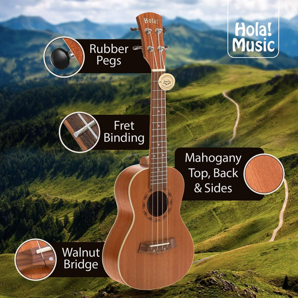 24 Inch Mahogany Concert Ukulele Bundle with Padded Gig Bag G898