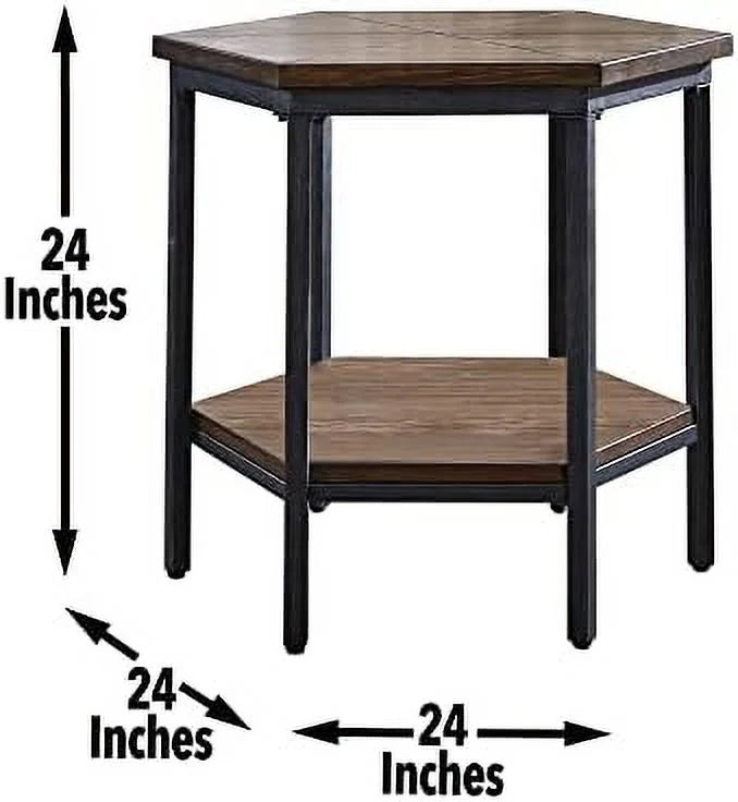 Mocha Hexagonal Iron End Table Z803