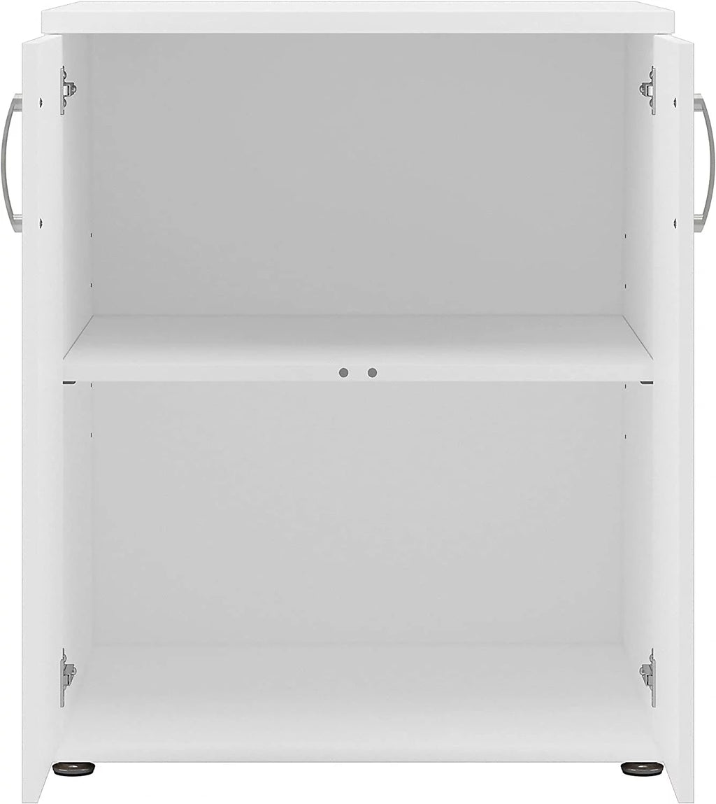 White Engineered Wood Laundry Room Cabinet with Doors V921