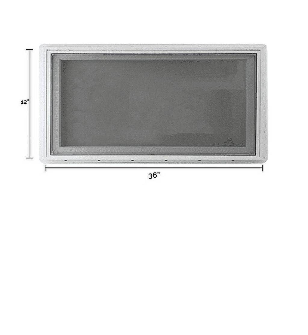 36" x 12" White Vinyl Casement Window with Tempered Low-E Glass W9886