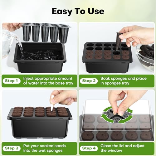 40 Cells Reusable Seed Starter Tray with Humidity Dome, 2 Packs Z21028