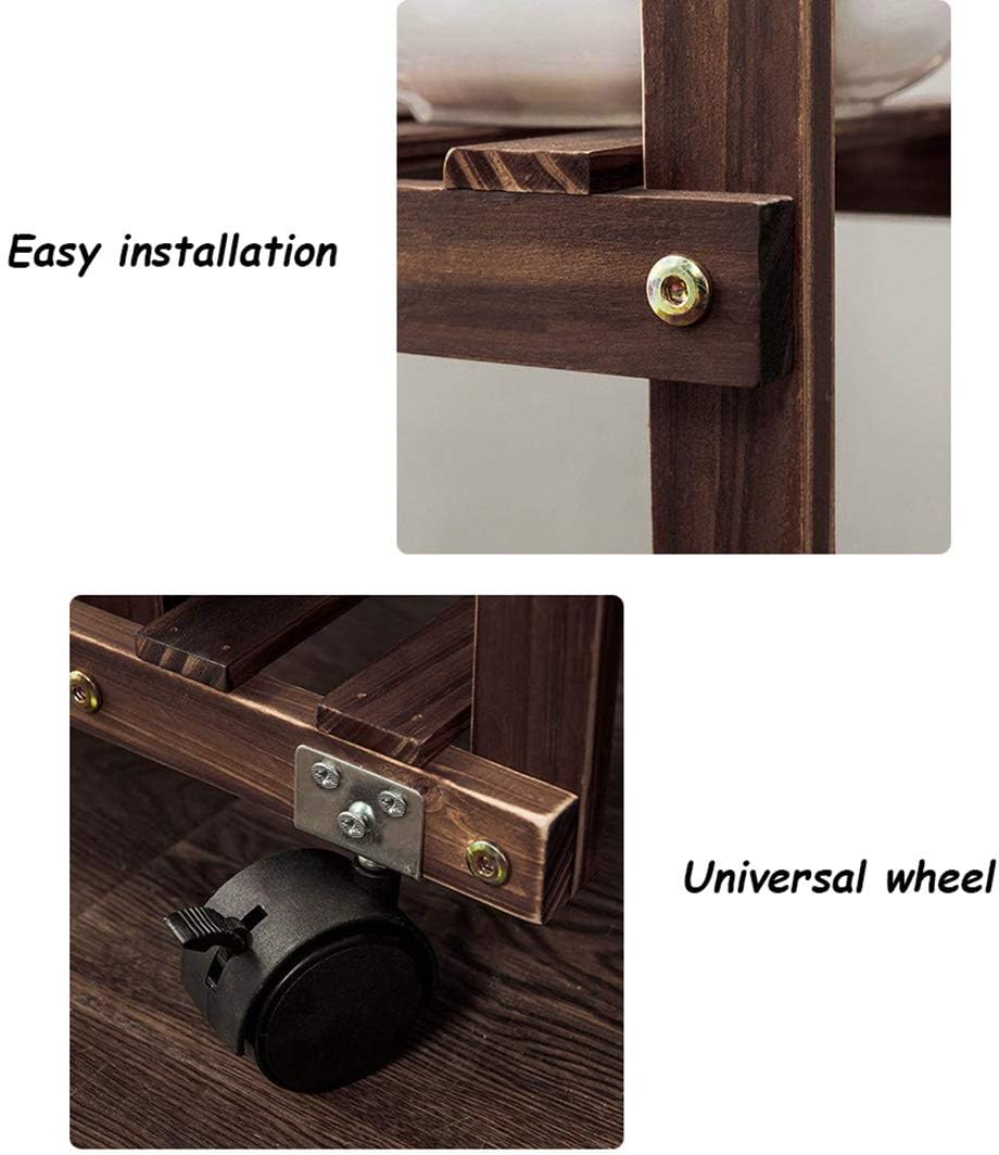 Multi-Layer Wooden Plant Stand with Wheels K127