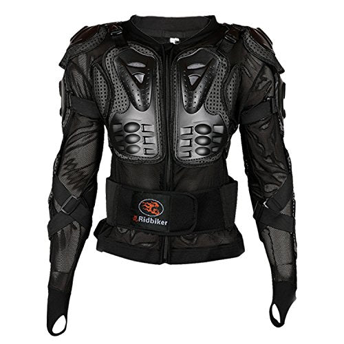 Black L Removable Full Body Armor Motorcycle Jacket V2583