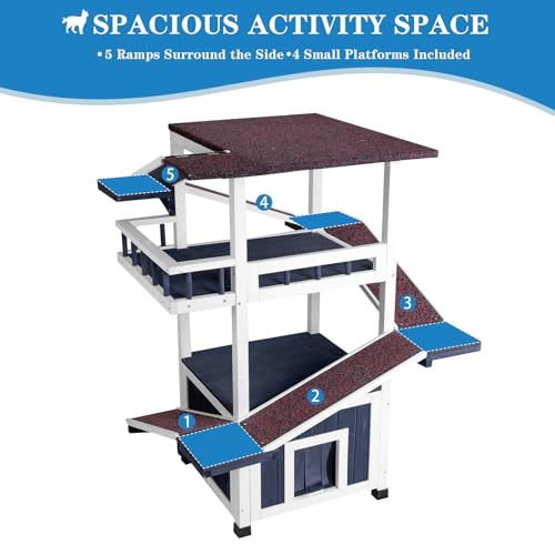 4 Tiers Cat House Weatherproof Outdoor Cat Shelter V96124