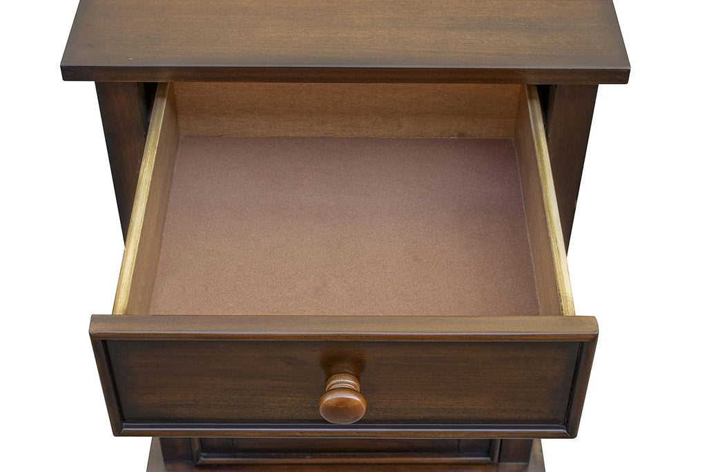 Tropical Walnut Wood Nightstand with Felt Lined Drawer P952285