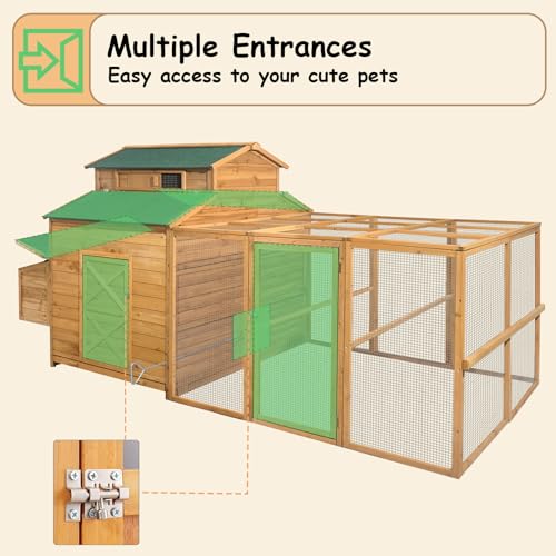 112" Large Wooden Chicken Coop with Chicken Run & Nesting Box S2990