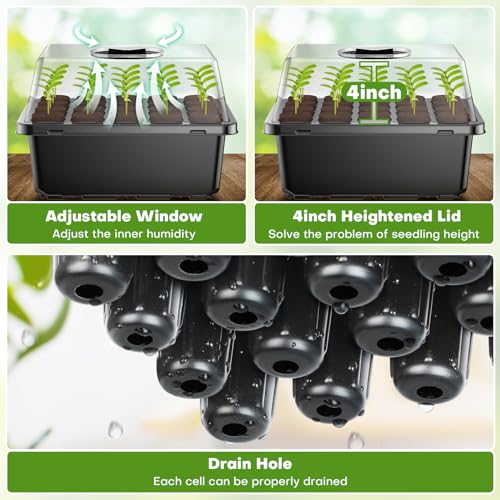 40 Cells Reusable Seed Starter Tray with Humidity Dome, 2 Packs Z21028