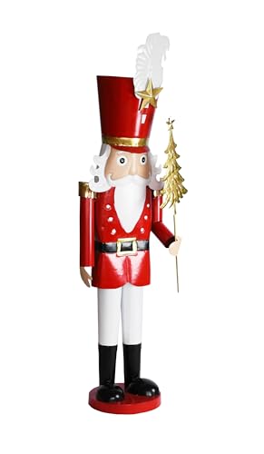 Red Christmas Metal Nutcracker Soldier Ornament on Stand W283538
