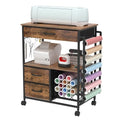 Rustic Brown Storage Cart with Drawers Y69636