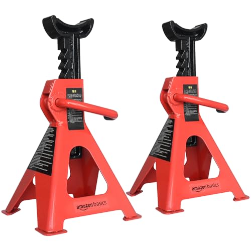 Steel Jack Auto Stands, 3 Ton Capacity, 1 Pair, Black and Red Z5311