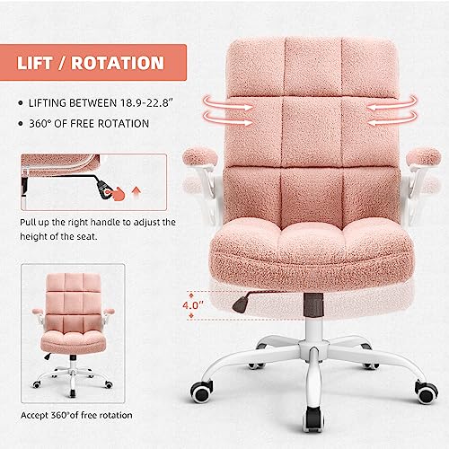 Gray Velvet High Back Office Chair with Wheels and Flip-up Armrest Y935