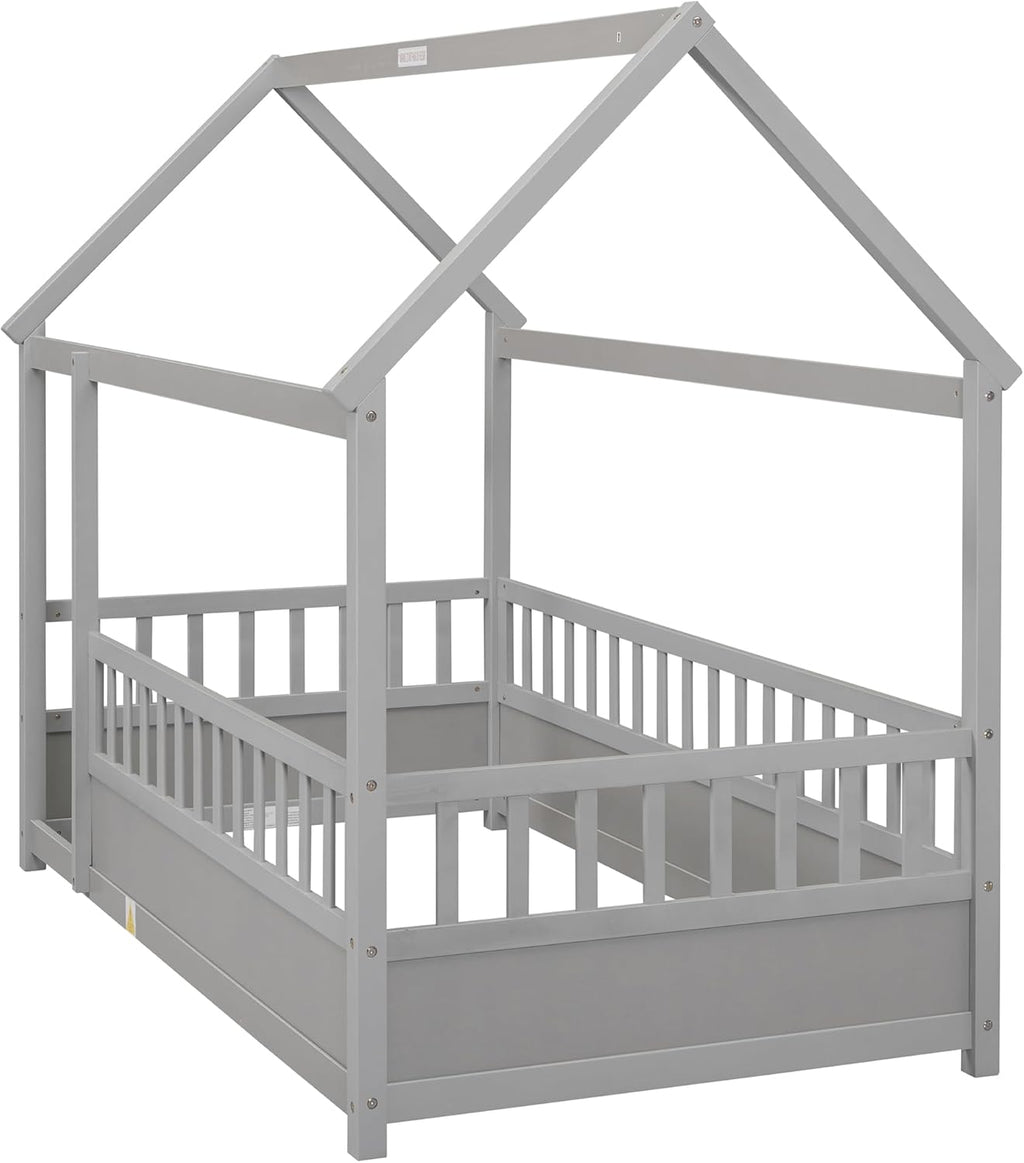 Twin Size House Bed with High Fence M1423
