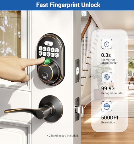 Oil Rubbed Bronze Keyless Entry Door Lock with 2 Lever Handles S133192