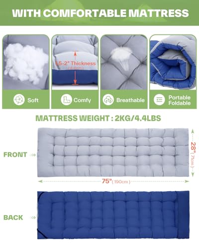 Camping Cot with Mattress Max Load 450 LBS Heavy Duty Portable Folding Bed G366285
