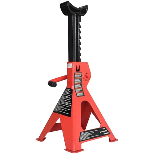 Steel Jack Auto Stands, 3 Ton Capacity, 1 Pair, Black and Red Z5311