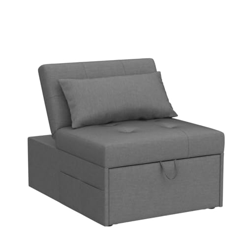 Dark Grey Linen Fabric Sleeper Chair L193