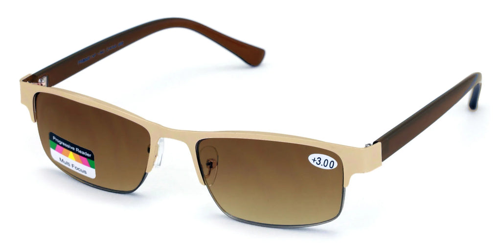 Metal Rectangular Progressive Trifocal Sunglasses Reading Glasses J26669