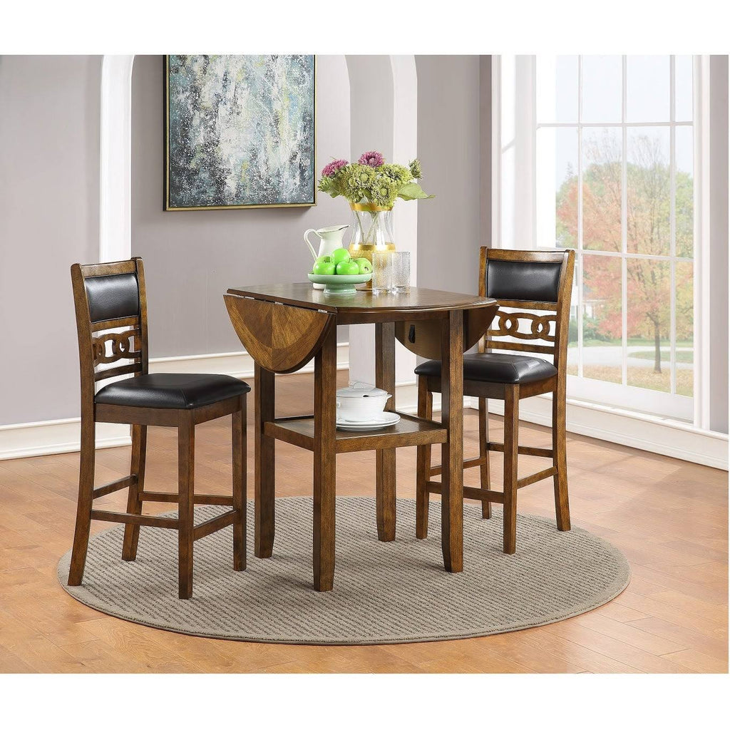 Brown 42x22 Counter Drop Leaf Table with 2 Chairs V66326