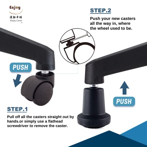 2.5 Inch Office Chair Casters with Dual Injection Polyurethane Wheels K5896