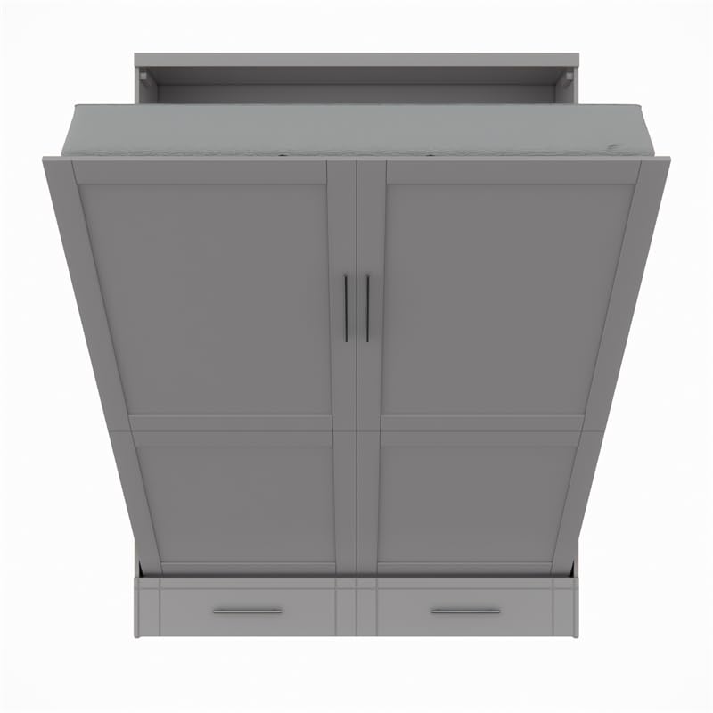 Queen Size Gray Solid Wood Murphy Wall Bed A5539