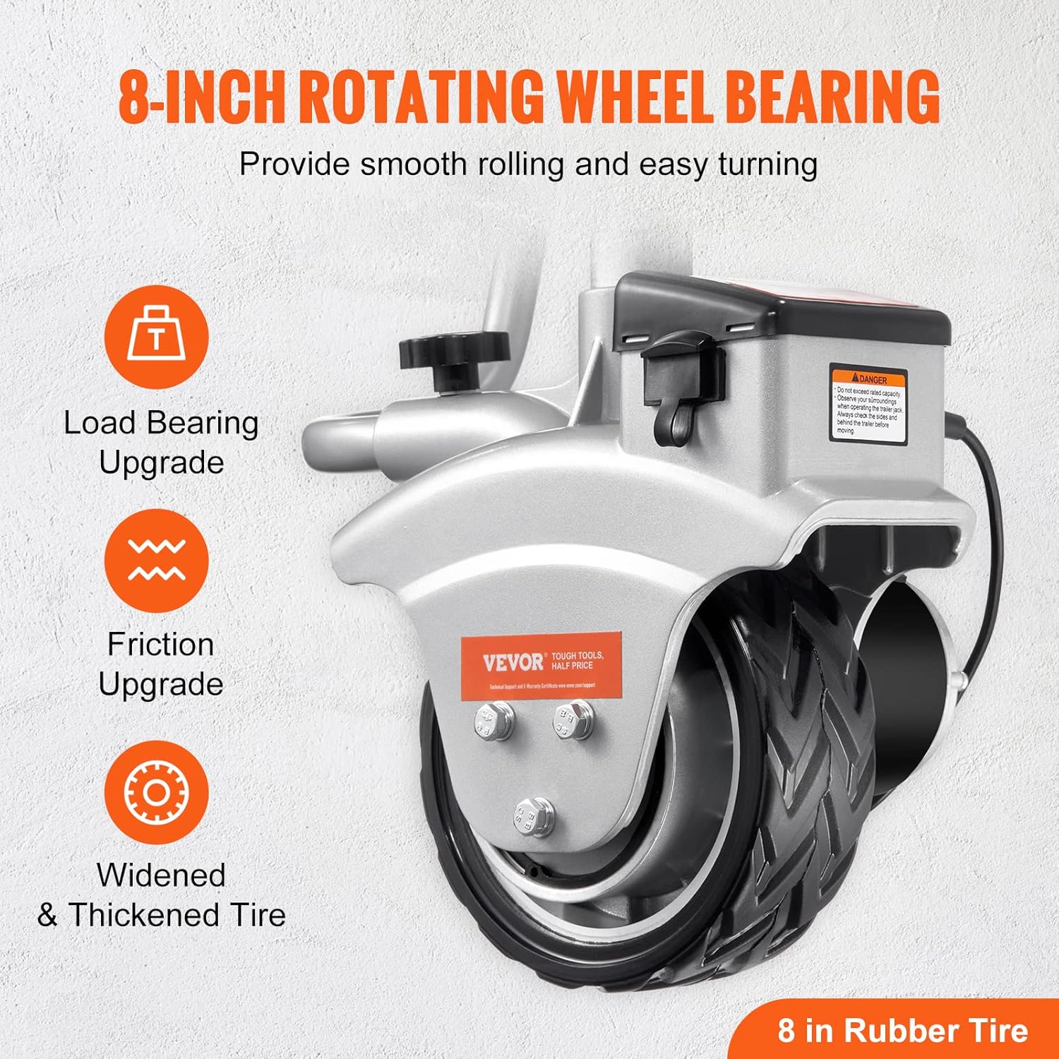 Electric Trailer Dolly, 5000lbs Towing Capacity, 350W 12V Trailer Jockey Wheel with 8'' Rubber Tire Q4029