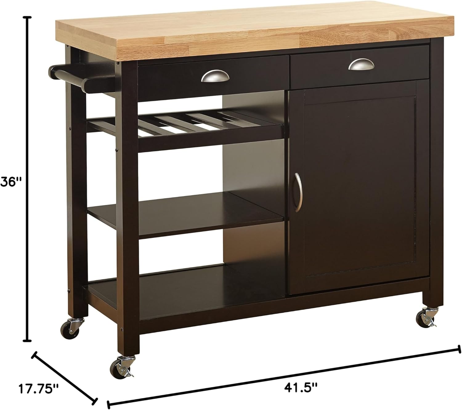 Wenge/Natural Storage Kitchen Cart D617234