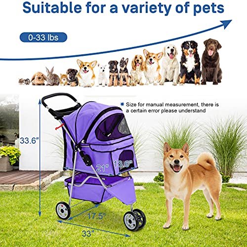 Pink 3 Wheels Pet Stroller D59661