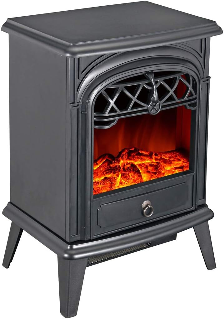 Black Free Standing Electric Fireplace Heater A5967