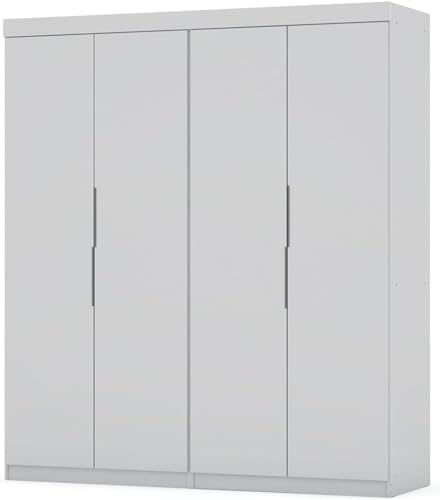 White 4 Drawer Freestanding Wardrobe Closet with Doors and Adjustable Shelves P591373
