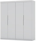 White 4 Drawer Freestanding Wardrobe Closet with Doors and Adjustable Shelves P591373