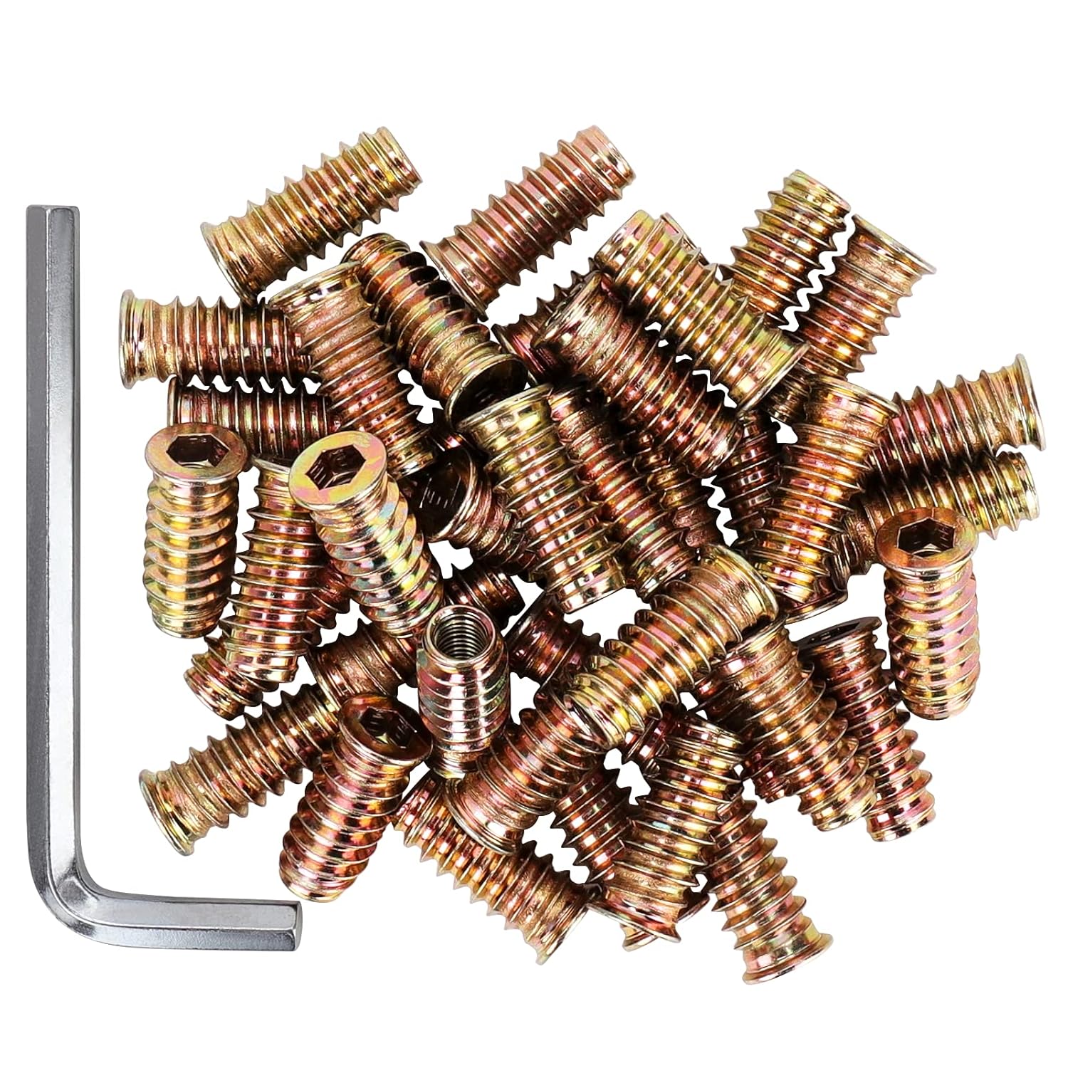 40 Pcs 1/4-20 x 25mm Carbon Steel Threaded Wood Inserts G5385