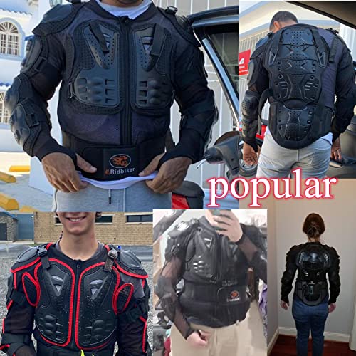Black L Removable Full Body Armor Motorcycle Jacket V2583
