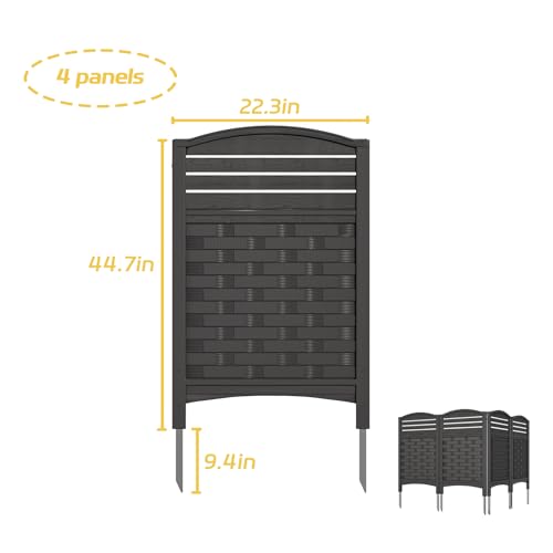 4 Panels Resin Privacy Screen with Metal Stake B828
