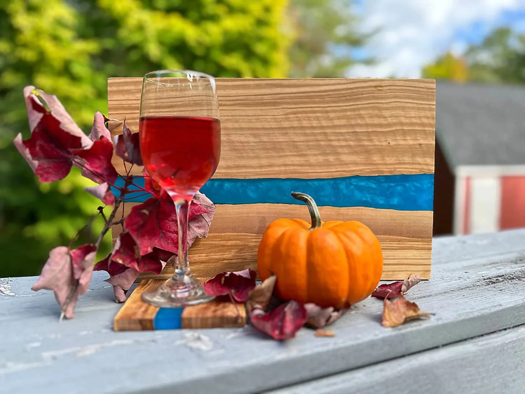 Olive Wood Cheese Board with Resin River V9501