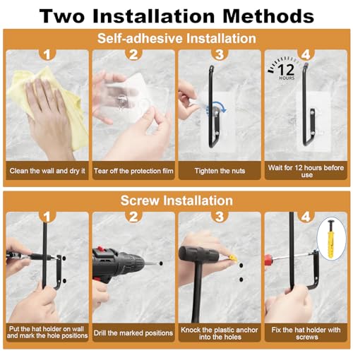 2Pcs Wall Hat Rack with Strong Adhesive A397