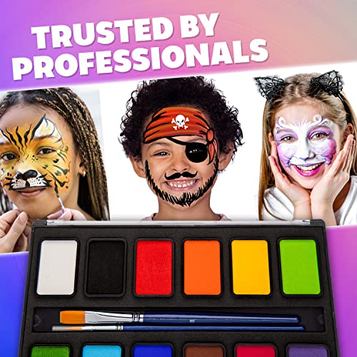 12 x 10 gm Water Activated Non Toxic Face Paint Palette S712488