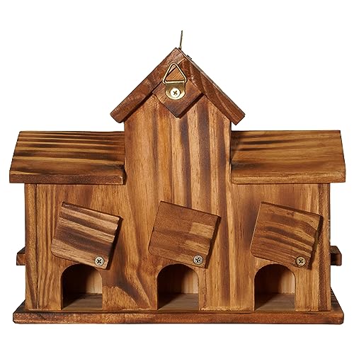 3 Hole Hanging Birdhouse with Bird Feeder T69056