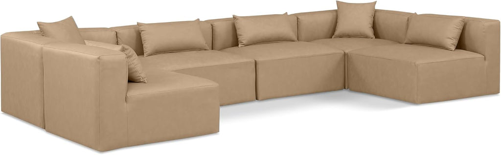 Tan Vegan Leather Modular Sectional S50003