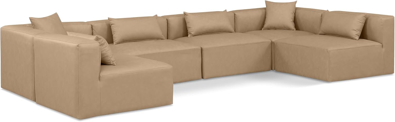 Tan Vegan Leather Modular Sectional S50003