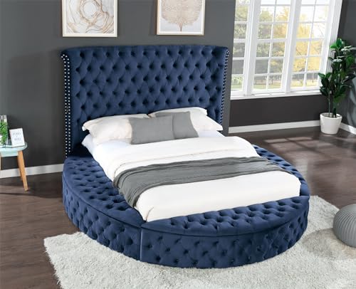 Black Queen Size Velvet Upholstered Platform Bed Frame with Bluetooth Speakers and USB K64501