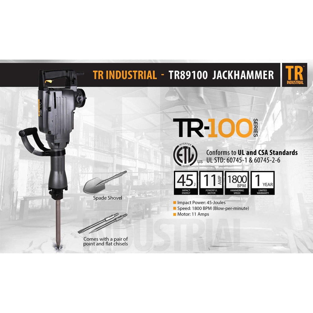 11 Amp 31 lbs. Demolition Jack Hammer with Point, Flat and Spade Chisels K8671