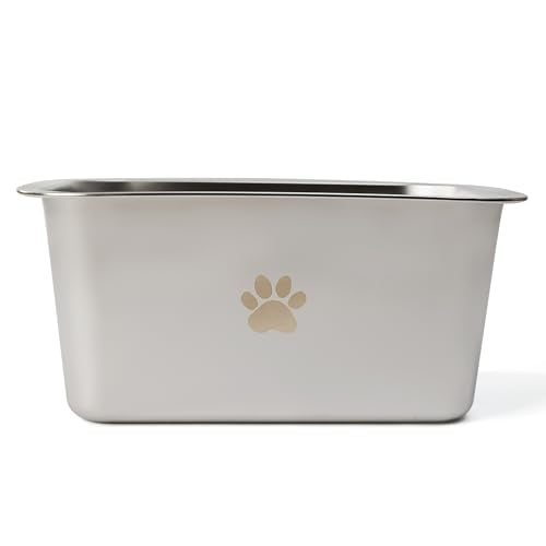 Non Slip Stainless Steel Large Dog Water Bowl 2.65 Gallons Silver V34188