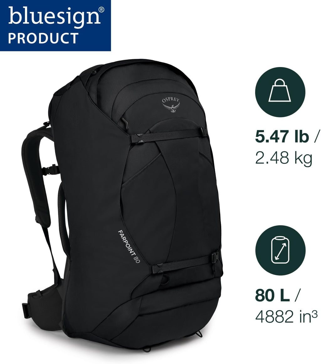Black 80L Travel Backpack C9901