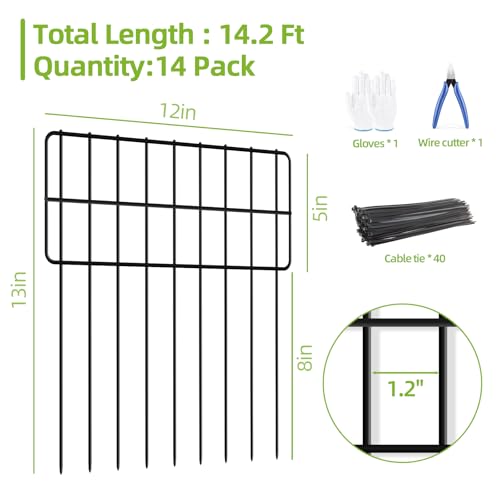 30 Panels No Dig Metal Fence Barrier, 13in(H) x 30ft(L) D4339