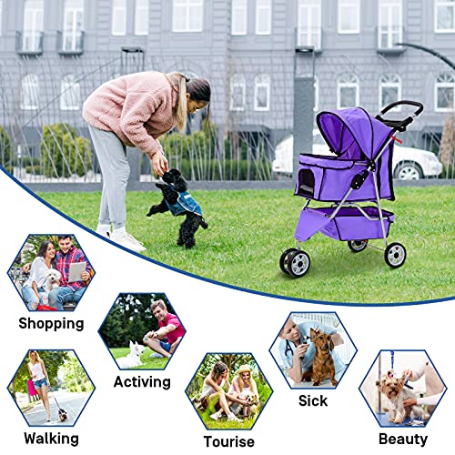 Pink 3 Wheels Pet Stroller D59661