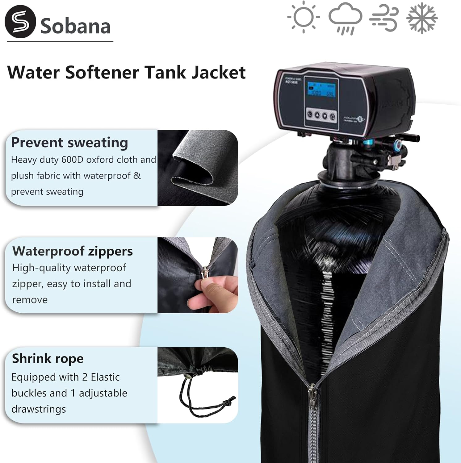 13x54 Black Insulated Water Softener Tank Cover N79696