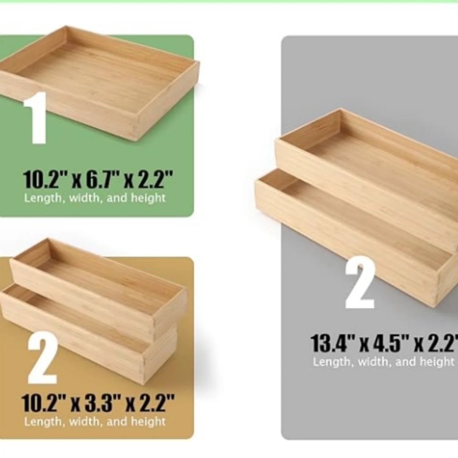 Bamboo Drawer Organizer Set of 5 P884119