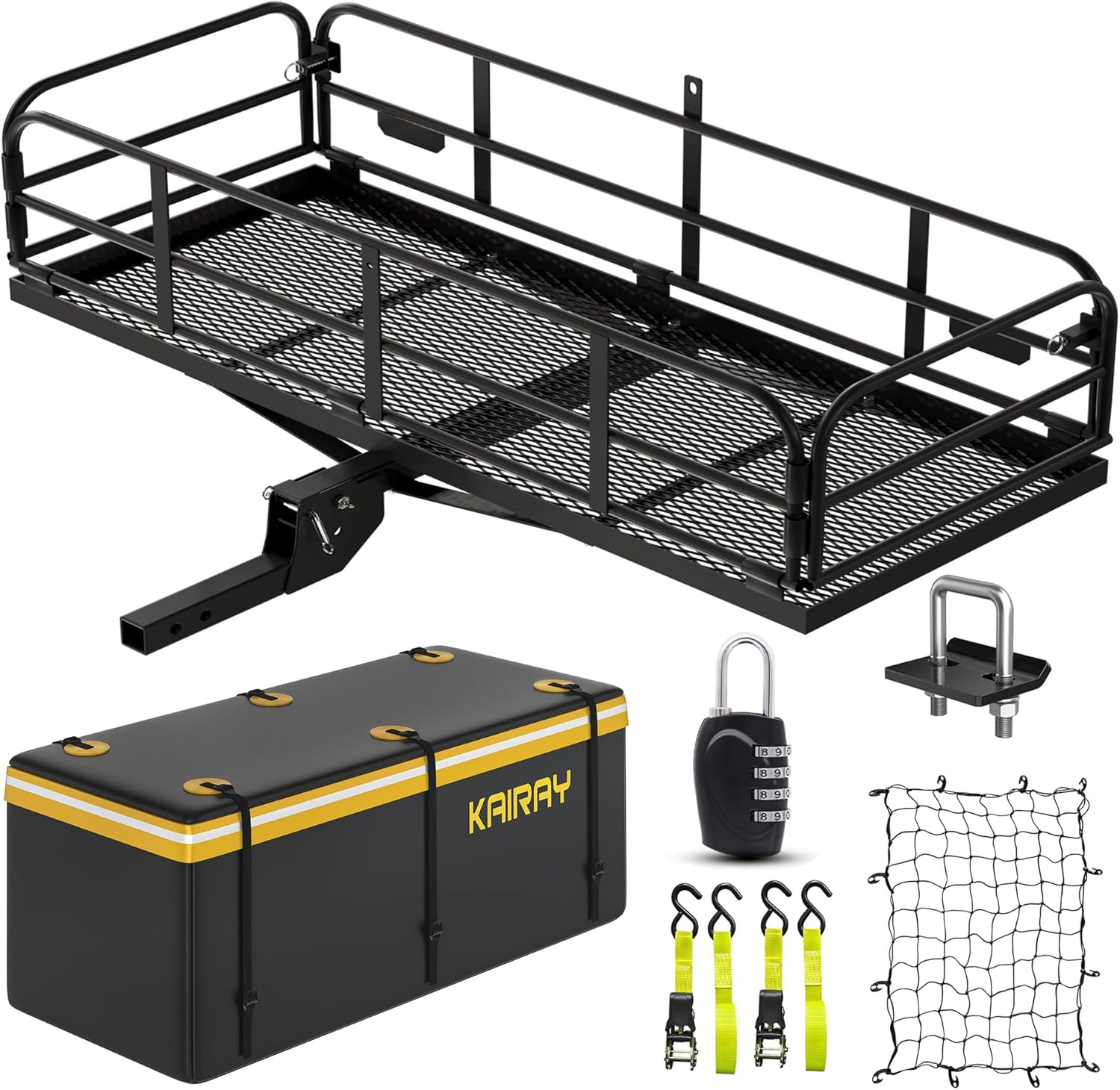 500 Lbs Heavy Duty Folding Hitch Mount Cargo Carrier 60"x24"x14.4" for 2" Receiver Q5248