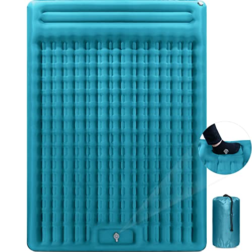 Extra Thick 4.7 Inch Self Inflating Double Camping Mattress with Foot Pump and Pillow F25140