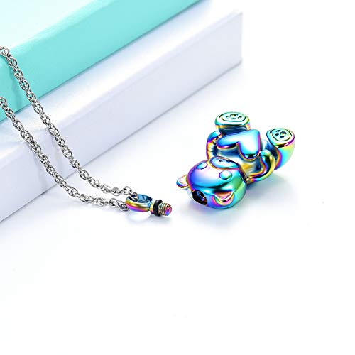 Teddy Bear Cremation Urn Necklace Ashes Jewelry Heart Memorial Urn Keepsake Locket Pendant Ash Holder Z8483